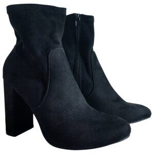 A New Day Women's Black Suede Heeled Zip Ankle Boots Size 8